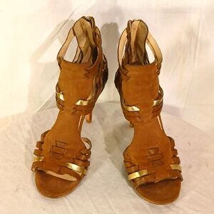 Like New Jimmy Choo Chestnut Brown Suede & Leather Heels